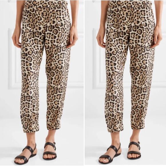 ATM Anthony Thomas Melillo Leopard Print Silk Cropped Joggers - Picture 2 of 9